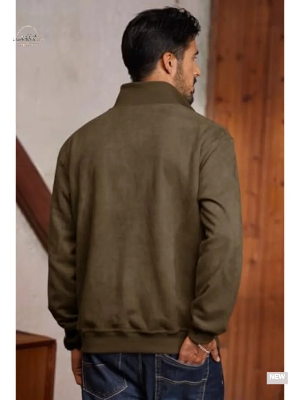 Men's Quarter Zip Pullover Midweight Mock Neck Suede Fabric Casual Sweatshirt